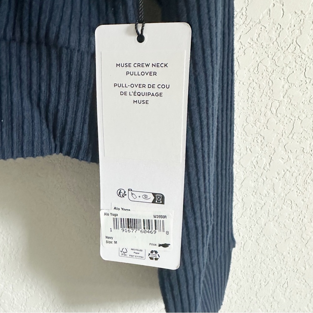 NWT Alo Yoga Muse Crew Neck Pullover Top Long Sleeve Sweater Navy Blue Sz M - Picture 5 of 7